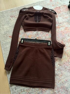 Michael Costello x REVOLVE brown Skirt + Top matching set , both size small